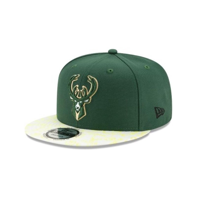 Green Milwaukee Bucks Hat - New Era NBA Visor Flare 9FIFTY Snapback Caps USA0365712